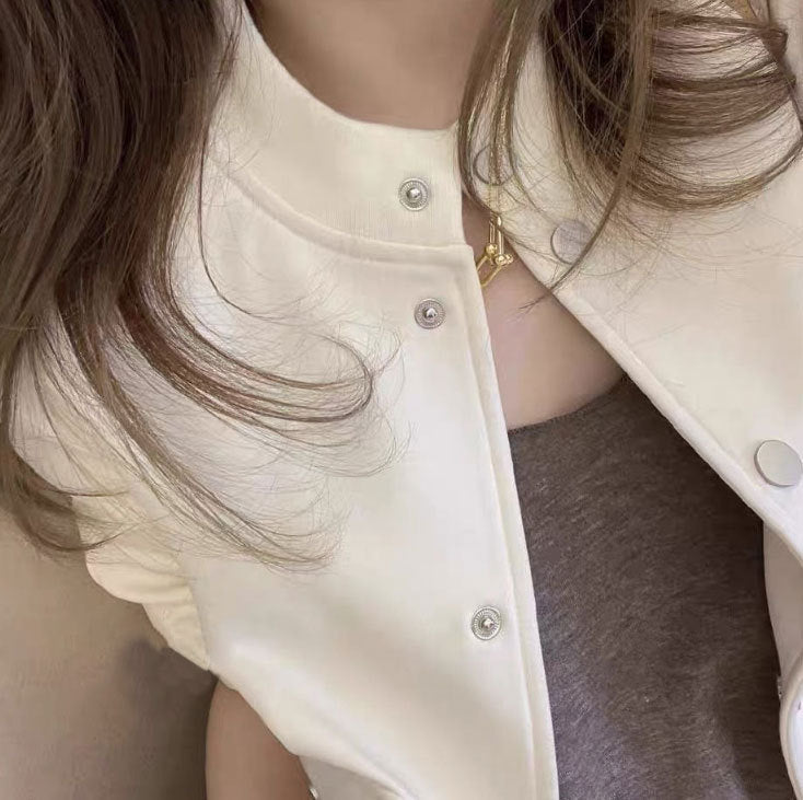Damska Fashionable Transitional kurtka z Snap guzikami i codzienna Cut Lumaza