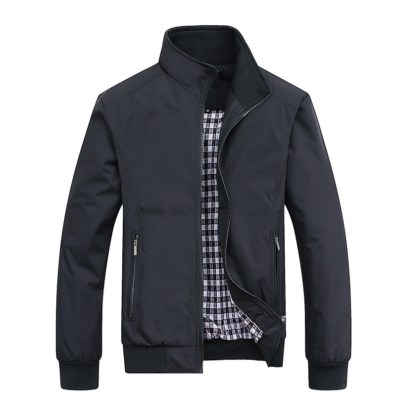 Męski Miejski Kołnierz ze stójką Blouson wykonany z wind-resistant softshell z w kratę termiczny podszewka