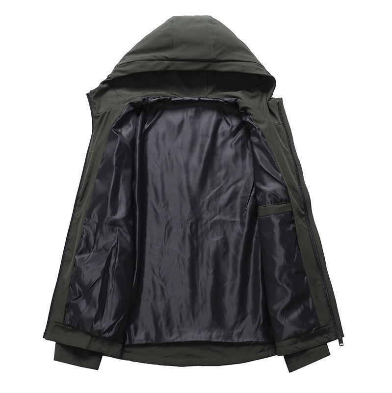 Męska Tech softshell kurtka z kapturem, wiatroszczelna membrana i ukryty multifunction kieszeniami