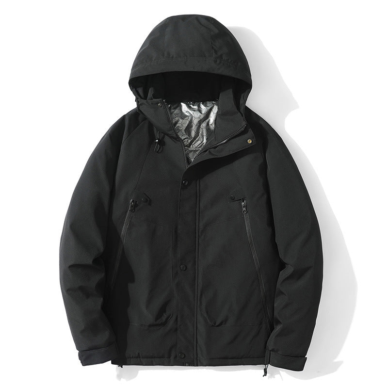 Męska lekka kapturemed kurtka z softshell z termiczny Lwwg i Mwimalist zamkiem kieszeniami