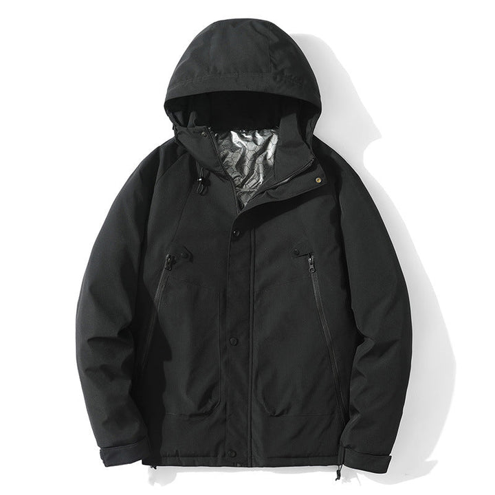 Męska lekka kapturemed kurtka z softshell z termiczny Lwwg i Mwimalist zamkiem kieszeniami