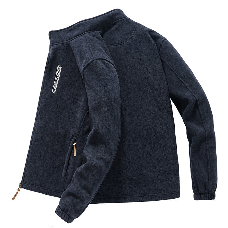 Męski termiczny kurtka polarowa z double-layered sherpa wewnętrzny podszewka i standing kołnierz