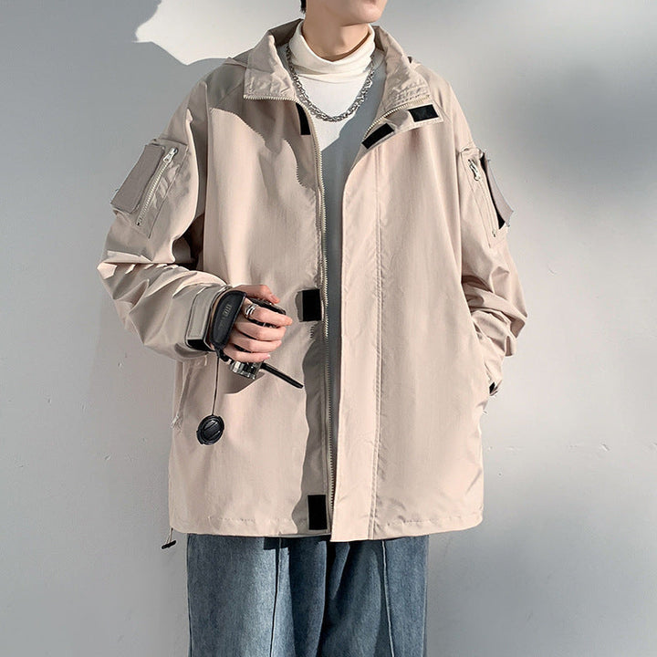 Męska two-warstwa softshell overlay kurtka z kapturem, wwd i water repellent membrana i regulowany dół