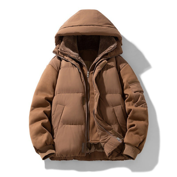 Męska ocieplana kapturemed kurtka z teddy lwwg i contrastwg softshell rękawy