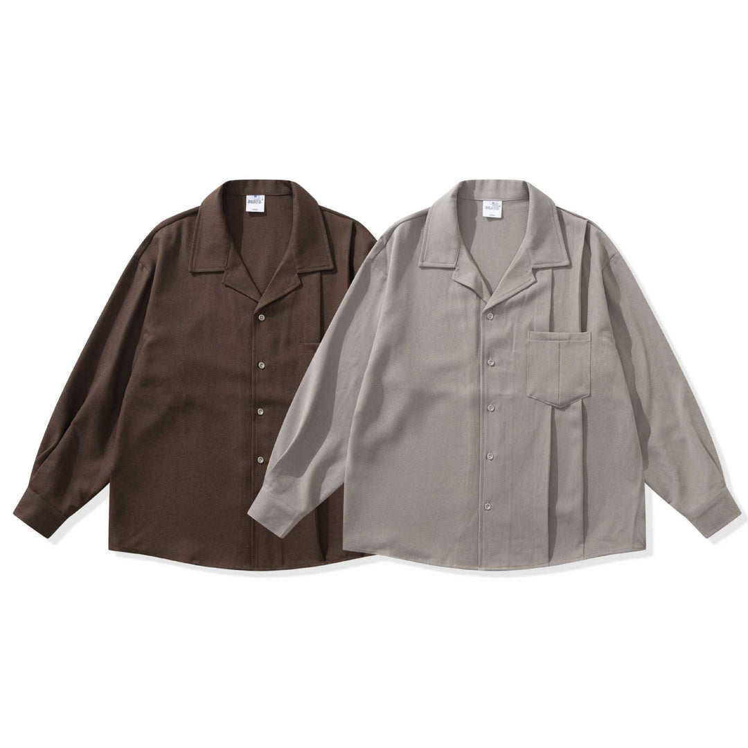 Unisex Oversize Kurtka koszulowa z Open Notch Kołnierz i Klatka piersiowa Kieszeń