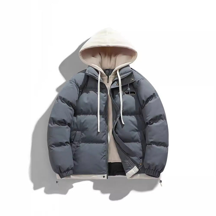 Męska Two-warstwa pikowana kurtka z Removable fleece kapturem i termiczny wsulation