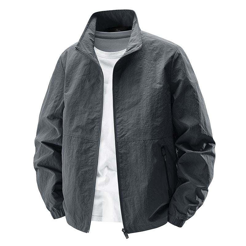 Męski ultralight wiatroszczelny codzienny kurtka z kołnierz ze stójką i zippered kieszenie