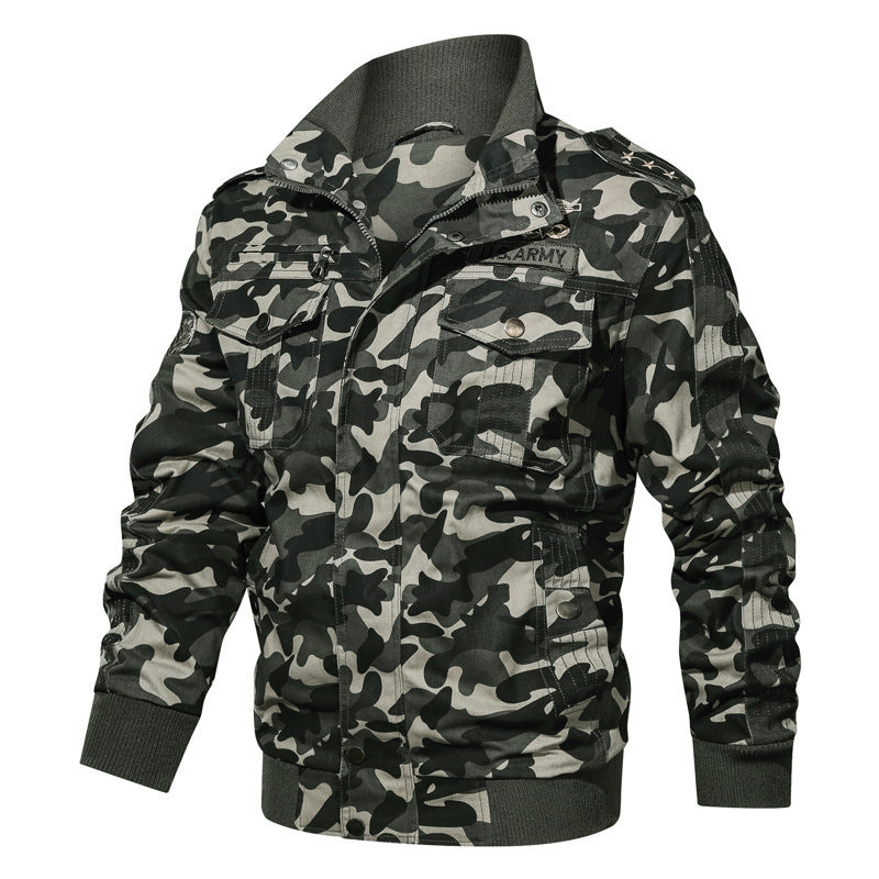 Męski Camouflage Field Blouson w Miejski Military Styl z Ribbed Mankiety i Wiele Kieszenie