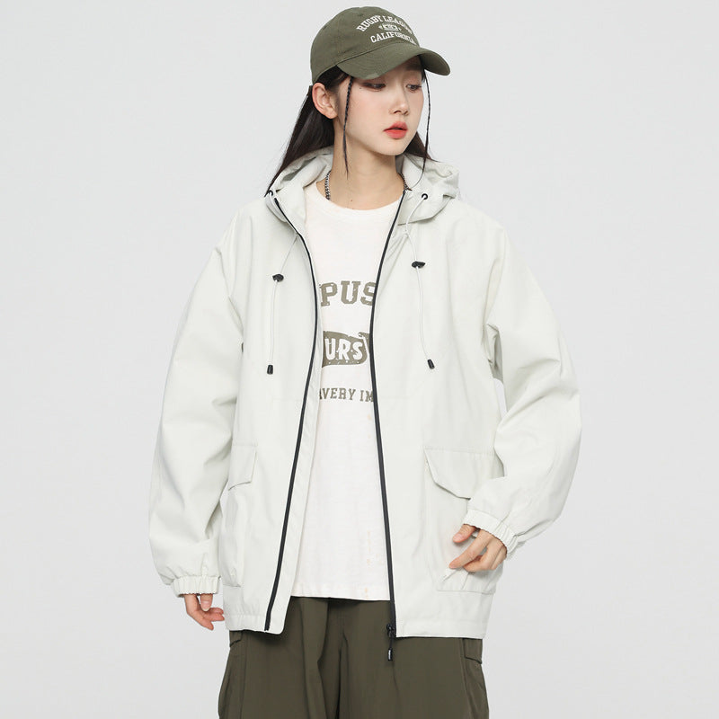 Damska oversize Windbreaker kurtka z kapturem i Cargo kieszeniami Lumaza