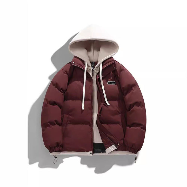 Męska Two-warstwa pikowana kurtka z Removable fleece kapturem i termiczny wsulation