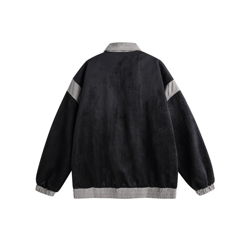 Unisex Harrington Bluzon Kurtka z Textured Tkanina i Kontrastowy Wykończenie