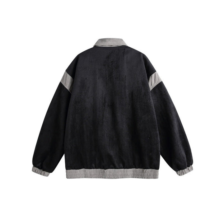 Unisex Harrington Bluzon Kurtka z Textured Tkanina i Kontrastowy Wykończenie