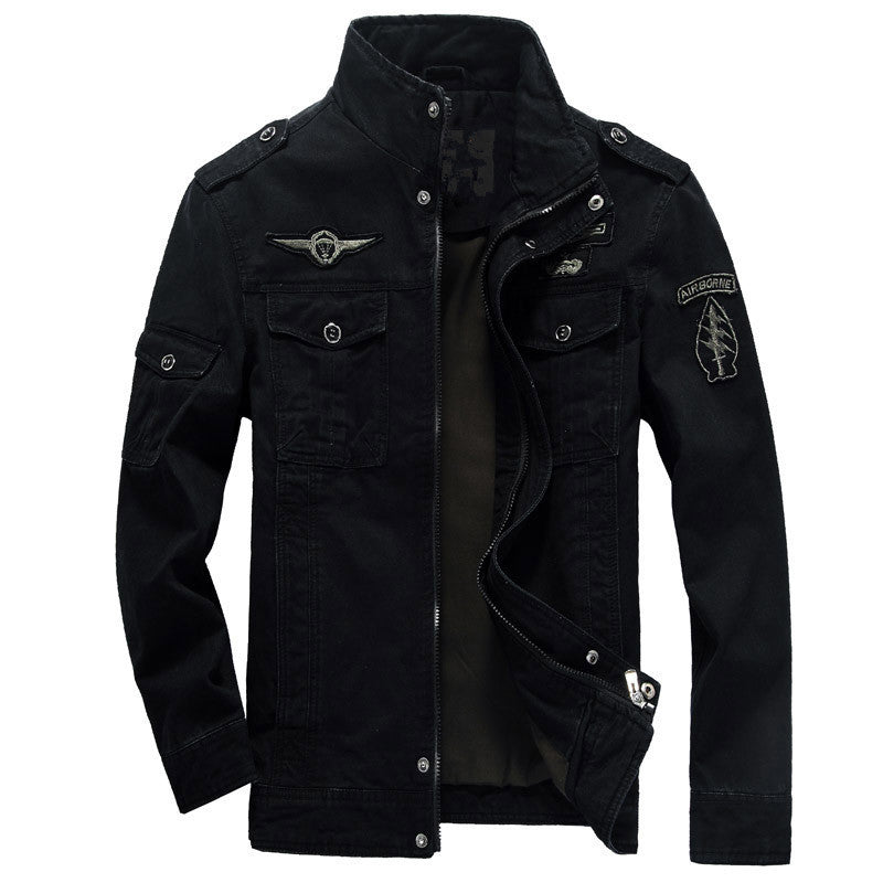 Męska canvas field kurtka w military utility styl z shoulder epaulettes i multi kieszeniami