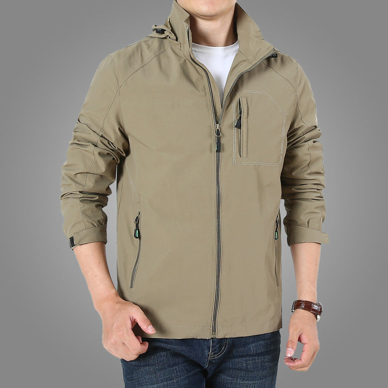 Męski lekki oddychający field parka z siatka podszewka i kaptur