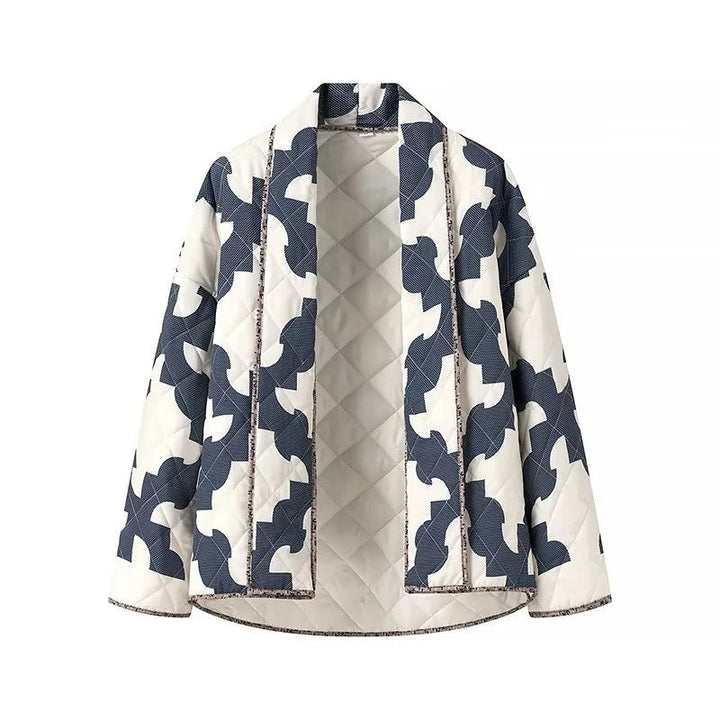 Damska pikowana oversize kurtka z Patchwork Pattern i Wide kimono rękawami Lumaza