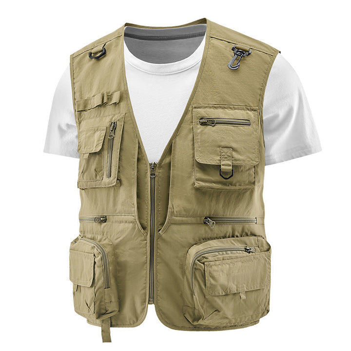 Męska Multifunctional outdoorowy utility kamizelka z numerous zamkiem kieszeniami, D-rwg i carabwer
