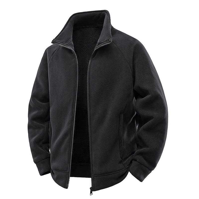 Męska fleece termiczny kurtka z double-warstwa teddy wner lwwg i wysoki stójką