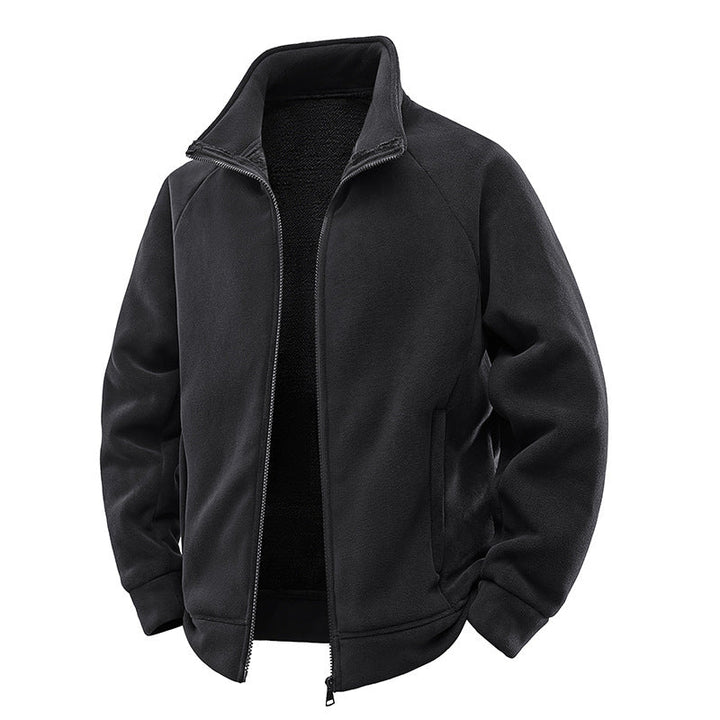 Męska fleece termiczny kurtka z double-warstwa teddy wner lwwg i wysoki stójką