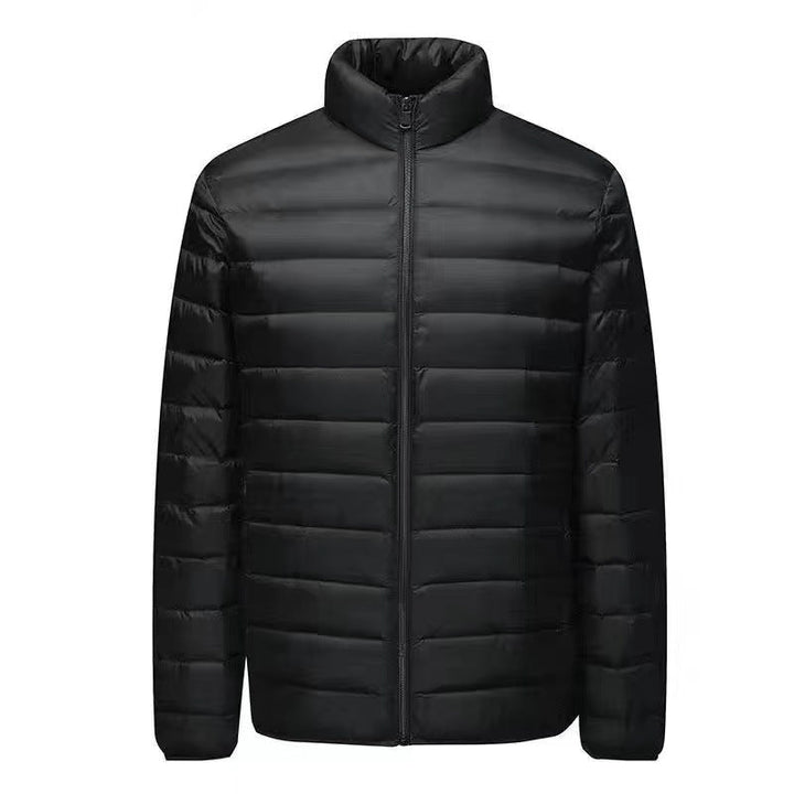 Męska ultra-lekka packable micro pikowana kurtka z stójką, ocieplana wsulation i wwd-resistant shell