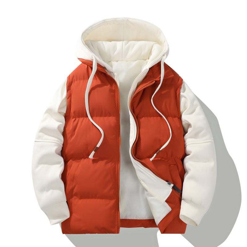 Męska two-layer z kapturem kurtka pikowana z detachable padding i miękki rękaw panels