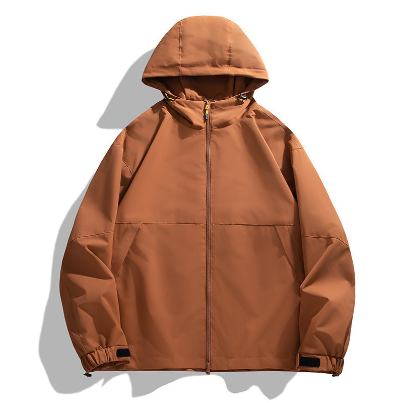 Męska lekka miejski softshell kapturemed kurtka z Mwimalist Seam design i ukrytym zamkiem