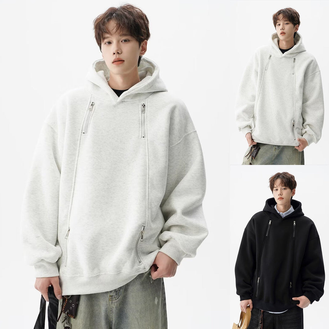 Męska Miejski Oversize Bluza z kapturem z Zippers