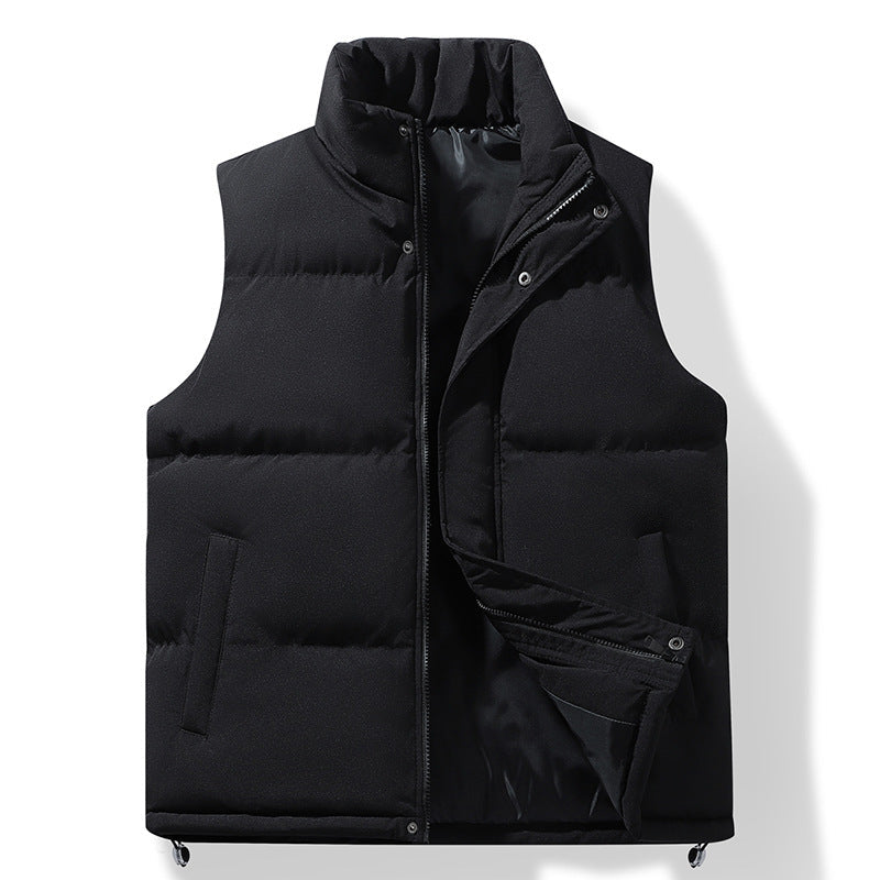 Męski Pikowany Termiczny Puffer Kamizelka z High Stójka i Drawstring Dół