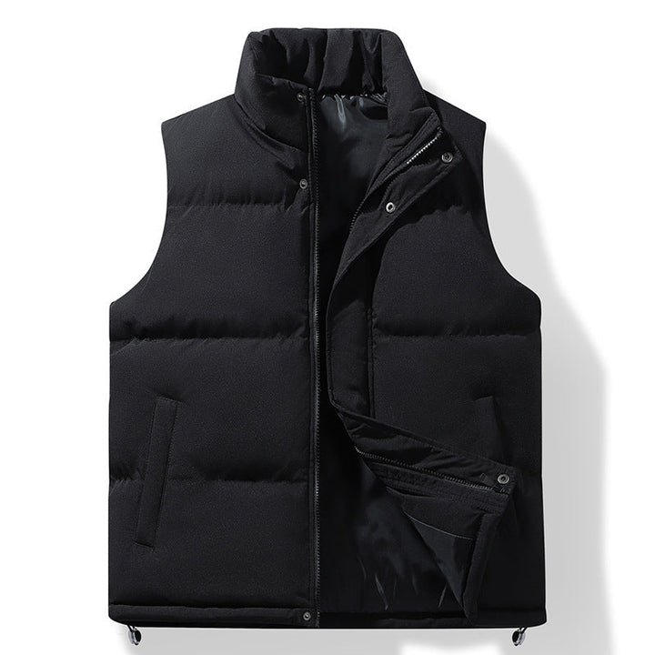 Męski Pikowany Termiczny Puffer Kamizelka z High Stójka i Drawstring Dół