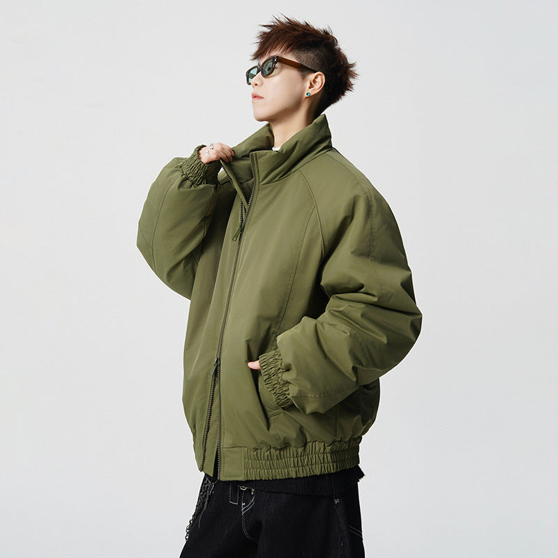Męski Oversized Windbreaker z Stójka i Elastic Mankiety