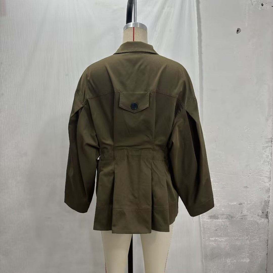 Damska oversize boxy Transitional kurtka z dużymi klapką kieszeniami i ściągaczem Lumaza