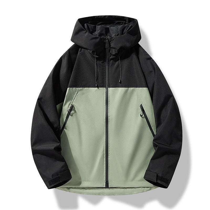 Męska lekka Two-Tone softshell bluza z kapturem kurtka z kapturem, zamkiem kieszeniami i elastycznym dołem