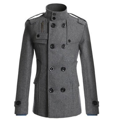 Męski krótki płaszcz w navy-inspired double-breasted z tailored krój