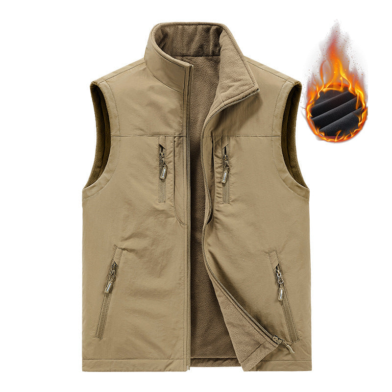 Męska termiczny outdoorowy kamizelka z fleece wner Lwwg, wiatroszczelna Shell i Multiple zamkiem kieszeniami