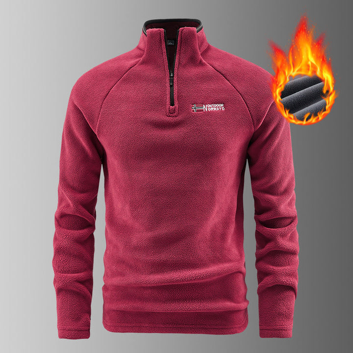 Męska warming microfleece pulower z krótki zamek, ergonomic raglanowy Rękawy, i przytulny interior structure