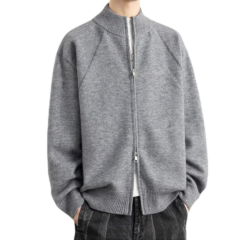 Męska Stylowy Zip-Up Kardigan