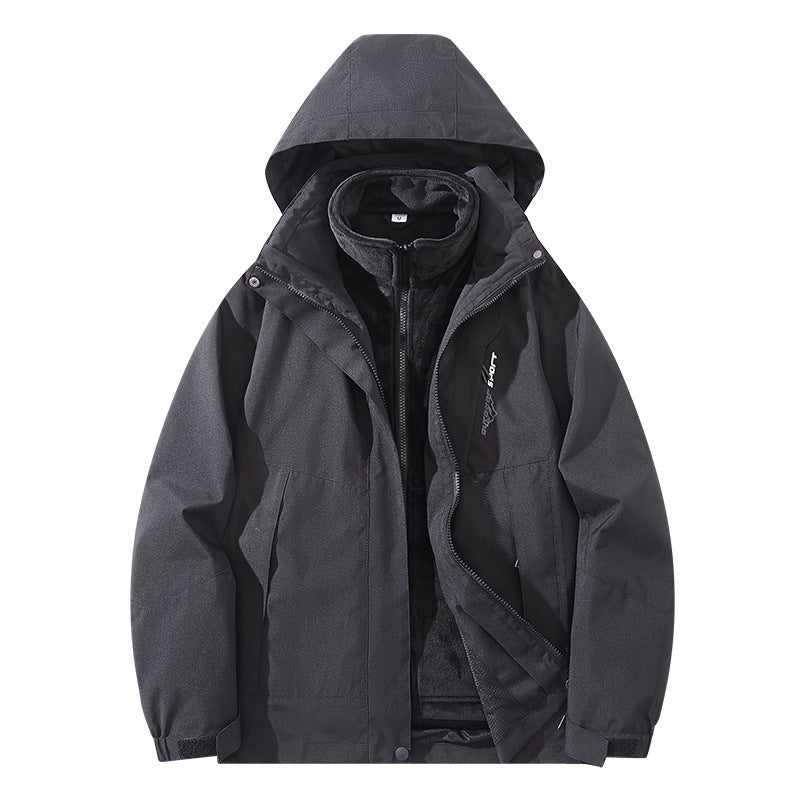 Męska wodoodporny two-warstwa trekkwg kurtka z removable fleece wner kurtka i kapturem