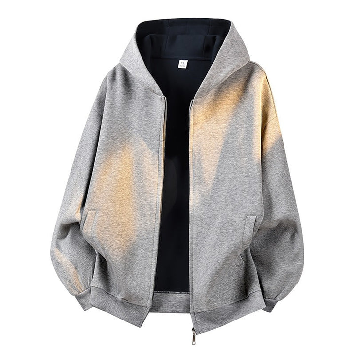 Męska Oversize Bluza z kapturem Zamek Kurtka