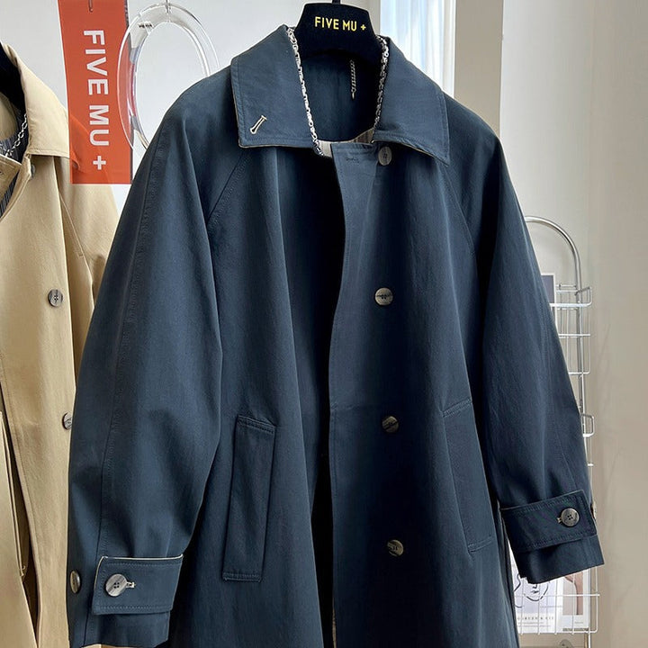 Damska oversize trencz z Raglan rękawami, Concealed guzikami listwą &amp; regulowanym Cuffs Lumaza