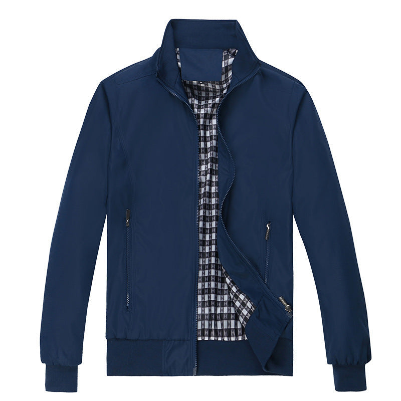 Męski Miejski Kołnierz ze stójką Blouson wykonany z wind-resistant softshell z w kratę termiczny podszewka