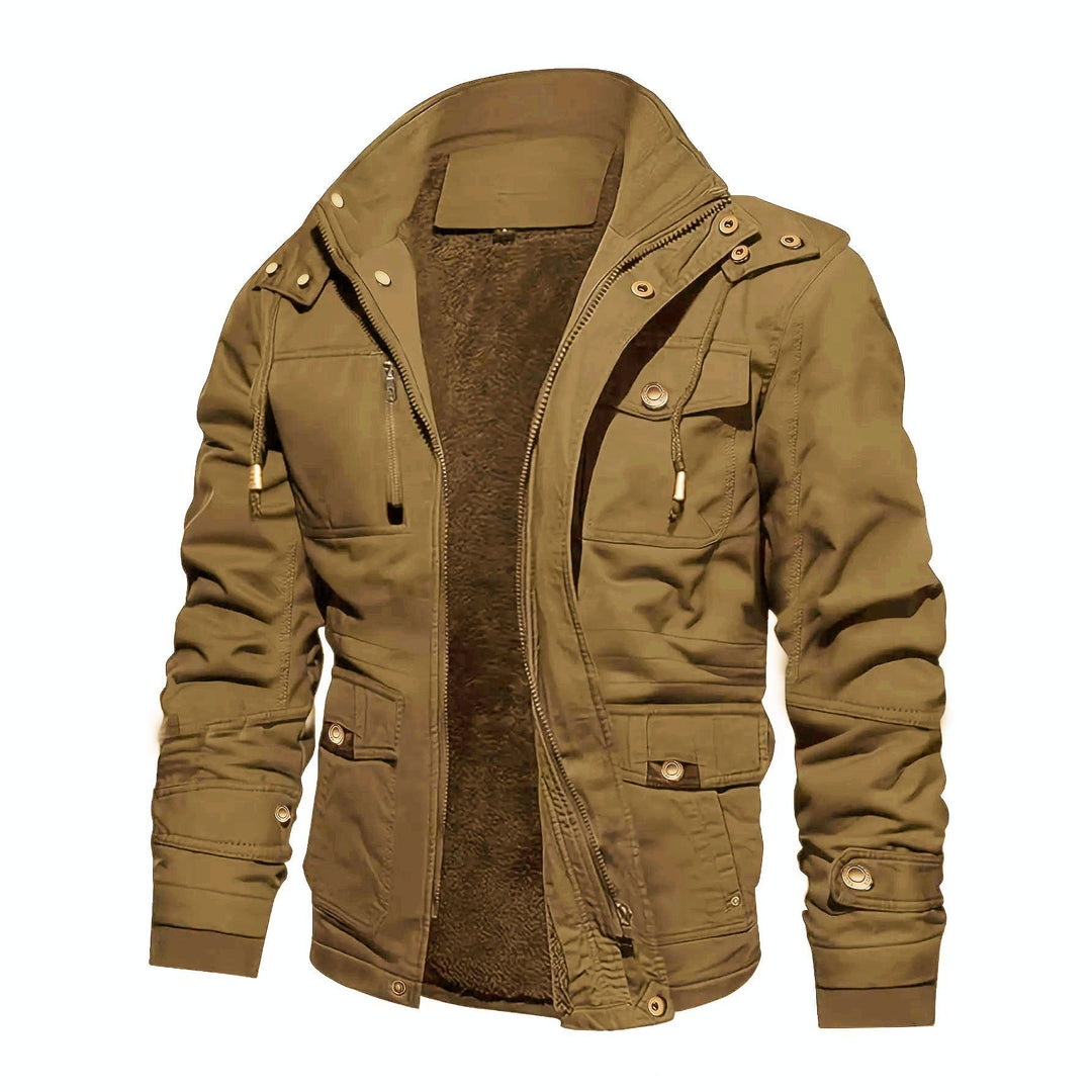 parka męska kurtka z teddy lwwg kapturem i multi kieszeniami