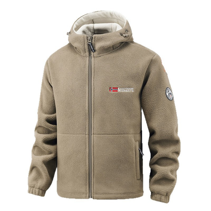 Męska warming polar kurtka z kapturem z ciepł podszewka, zippered Kieszenie i elastyczne mankiety