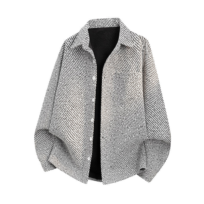 Damska oversize Texture koszulowa kurtka z Diagonal Structure i Chest Pocket Lumaza