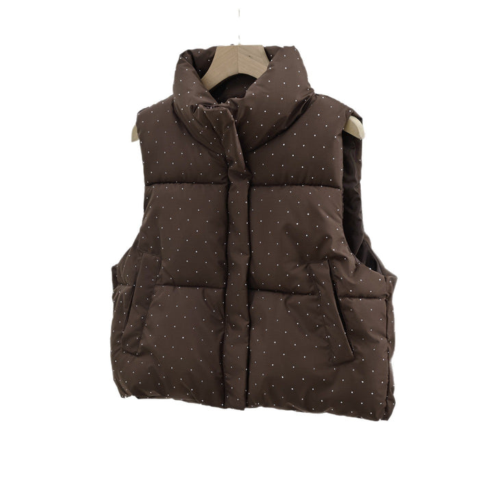 Damska Insulated Sleeveless Ocieplana Gilet z Pikowana Stójka
