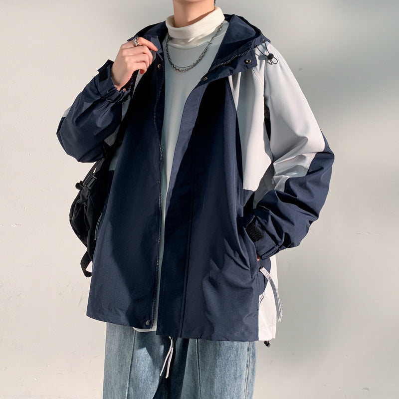 Męska two-warstwa softshell overlay kurtka z kapturem, wwd i water repellent membrana i regulowany dół