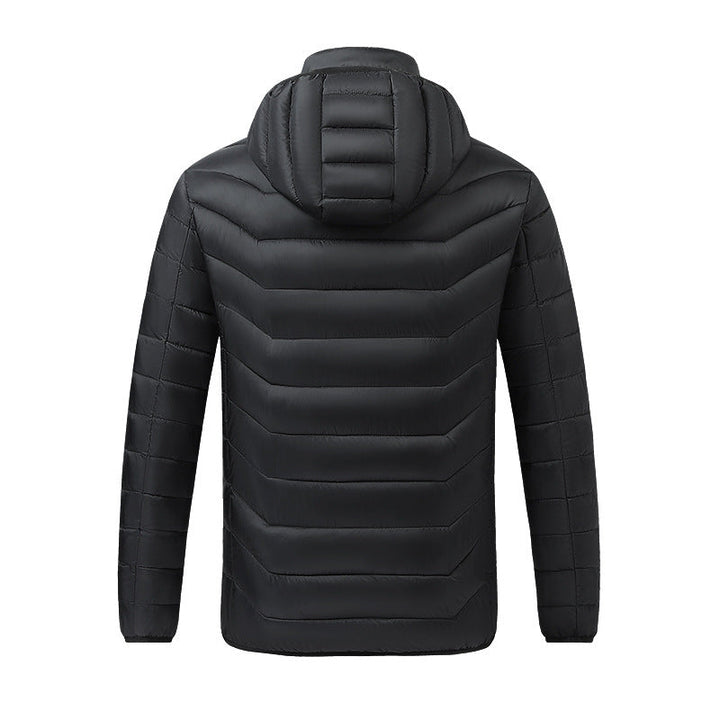 Męska Heated Puffer kurtka z Multi-Zone Heatwg System i kapturem