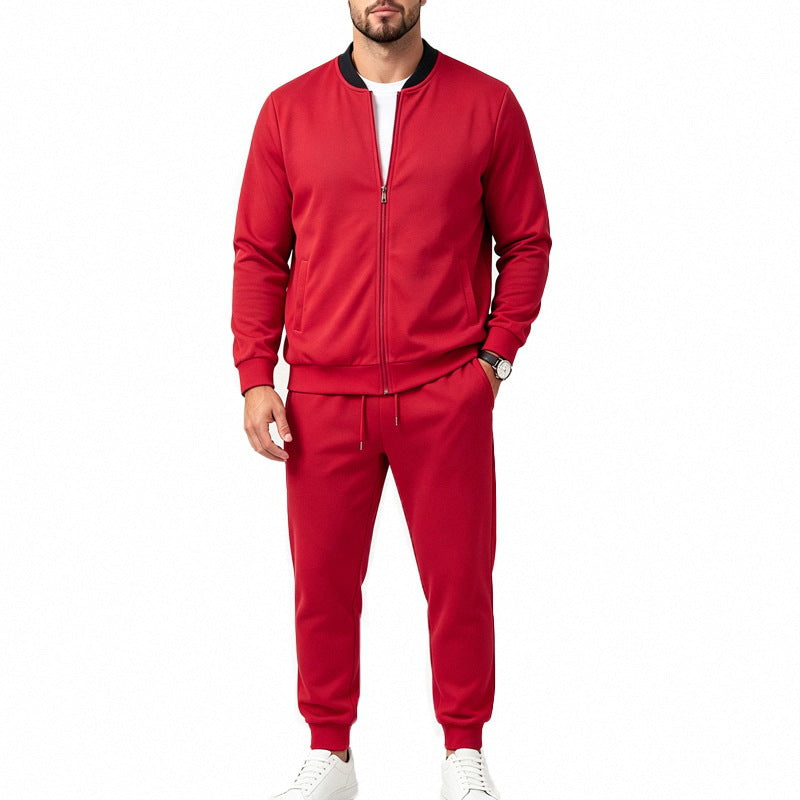 Męska sweat set wykonana z miękki sweat tkanina z kurtka bomberka i tapered jogging spodnie