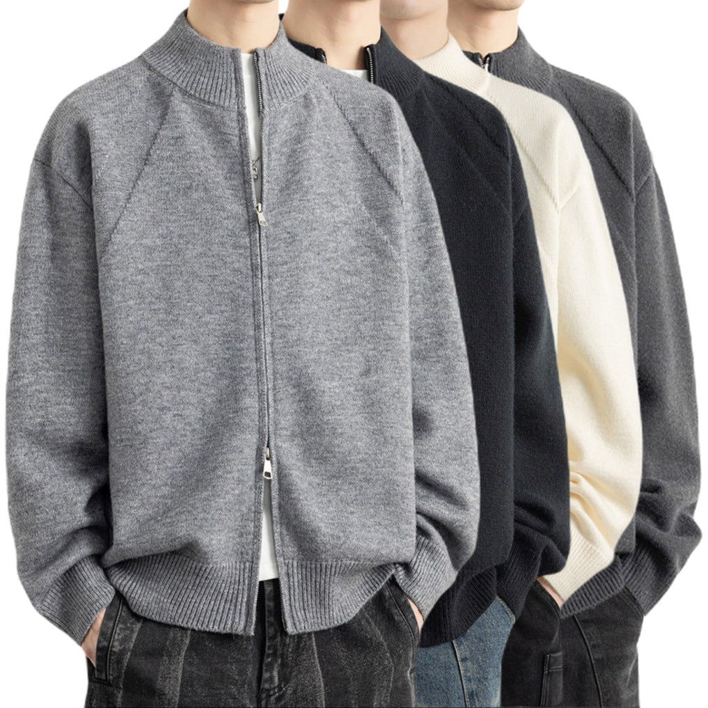 Męska Stylowy Zip-Up Kardigan