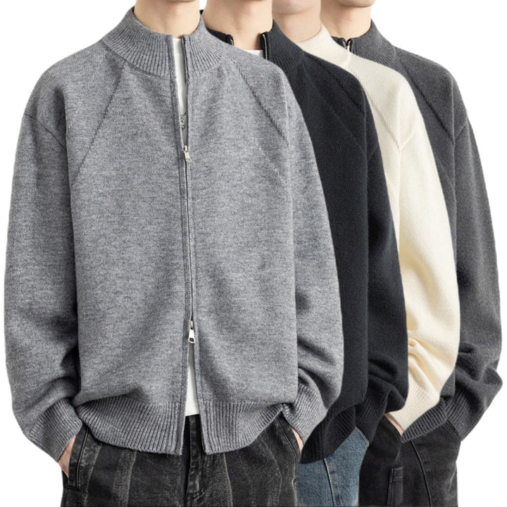 Męska Stylowy Zip-Up Kardigan