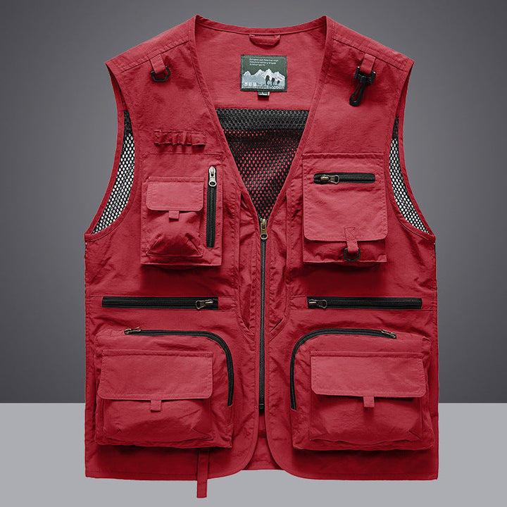 Męski Multifunctional Fishing i Kamizelka użytkowa z Siatka Inserts i Wiele Kieszenie