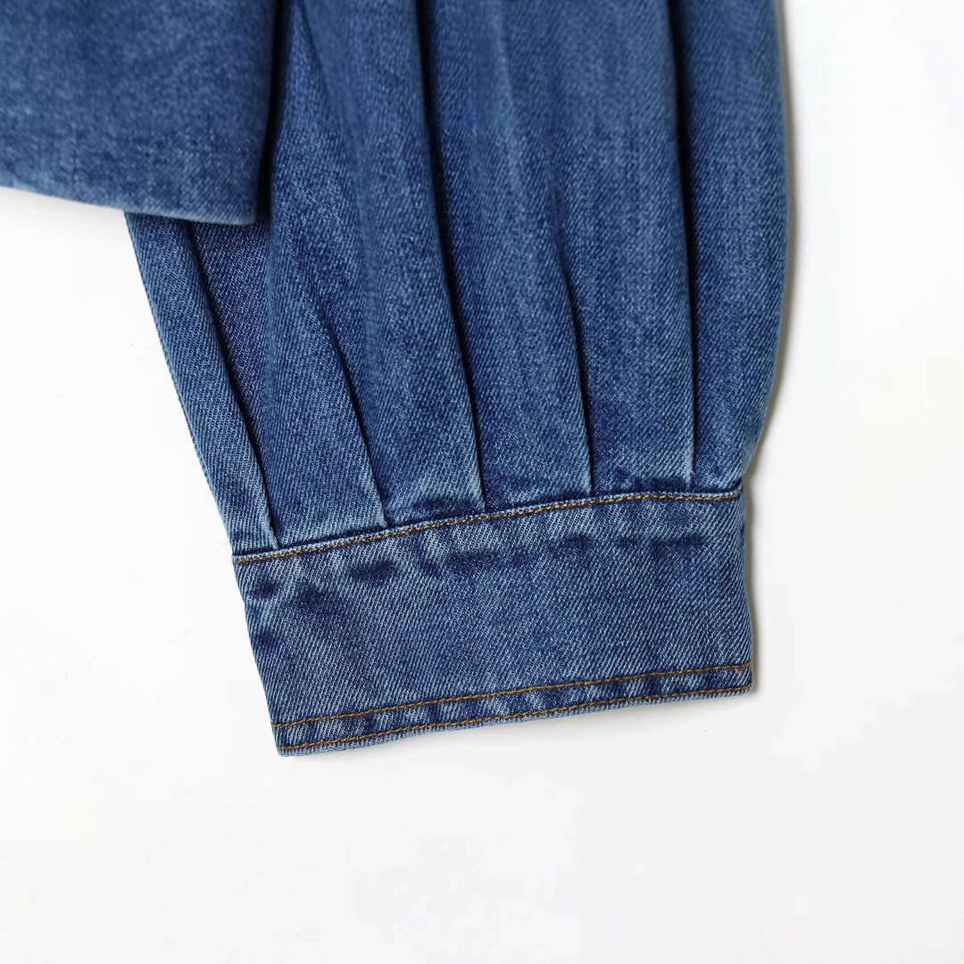 Damska oversize denimowa Pullover kurtka z Half listwą Lumaza